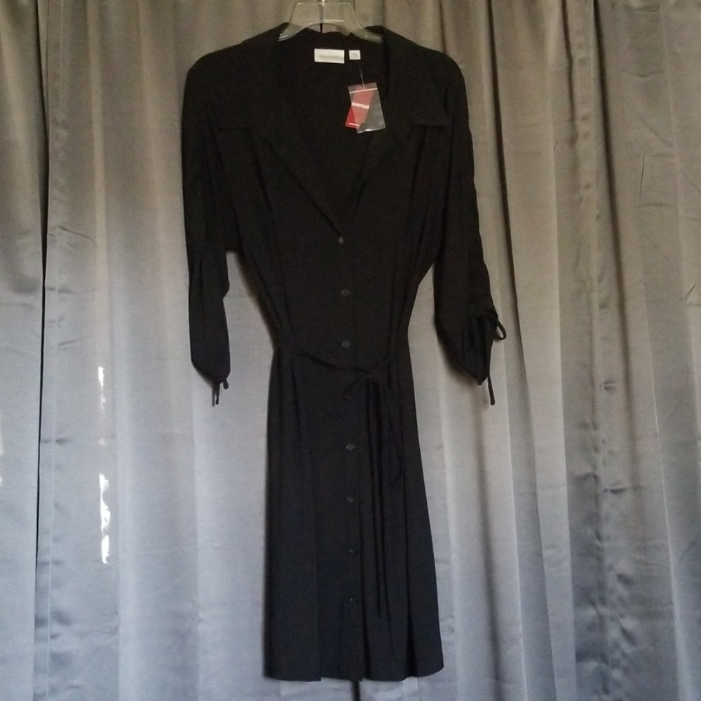 Avenue Black button down front shirtdress